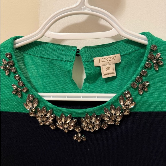 J. Crew Emerald and Black Striped Short Sleeve Top - Picture 2 of 3